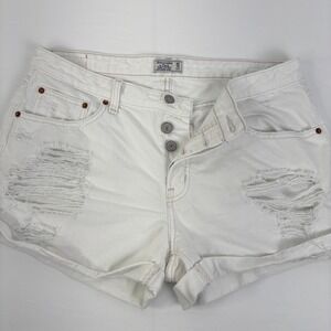 Abercrombie & Fitch Ames Low Rise Boyfriend Shorts White Distressed Denim 30 10
